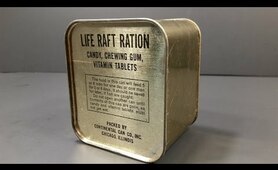 1940-1945 AAF Life Raft Ration MRE US Military Food Review Army Air Force Charms Candy Americana