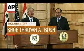 Shoe Thrown at Pres. Bush - 2008 | Today In History | 14 Dec 18